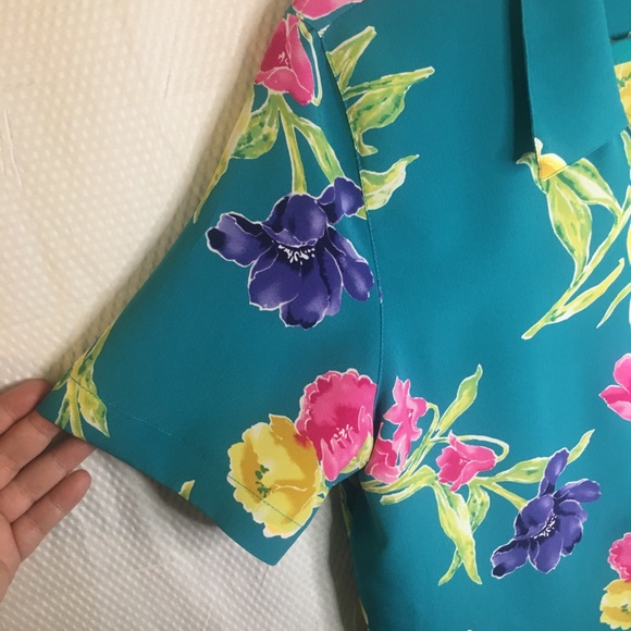 Alfred Dunner | Women’s Teal Floral Print TOP/SKIRT Set - Picture 5 of 14